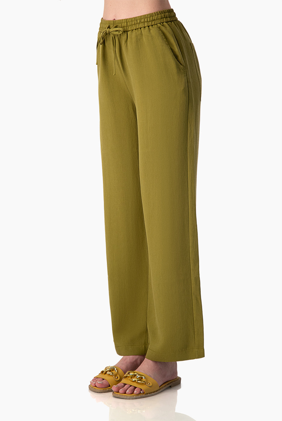 Pantalón Rústico Composición Lino Verde
