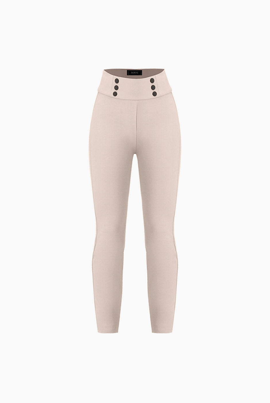Pantalón Slim Beige con Botones Decorativos