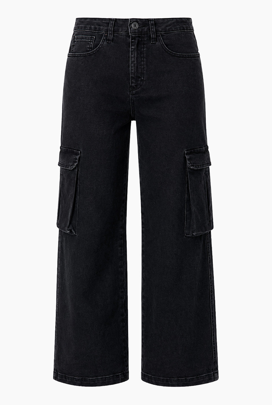 Jeans negro de pierna amplia cargo