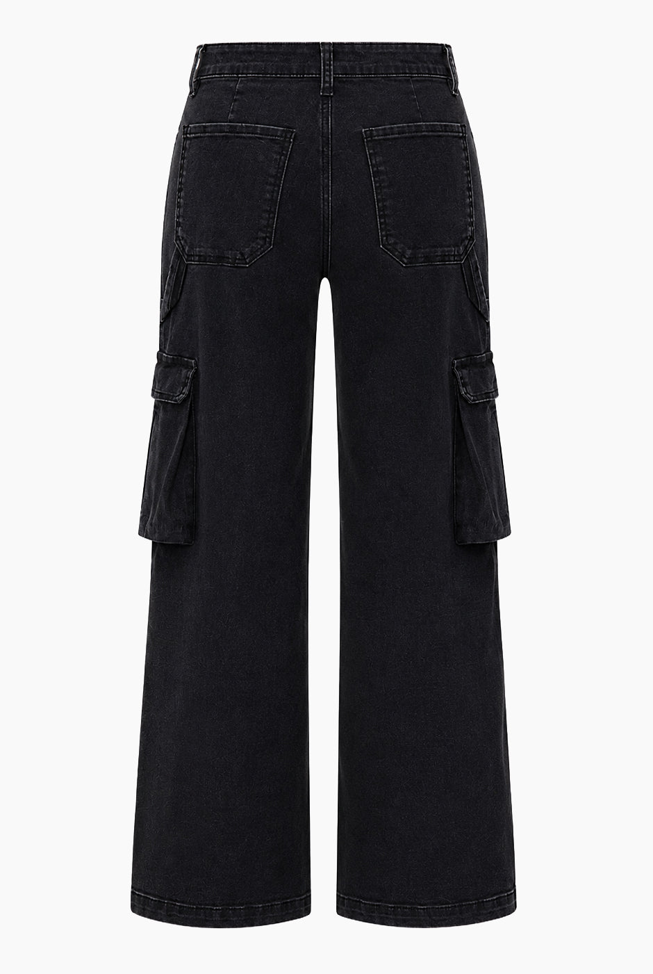 Jeans negro de pierna amplia cargo