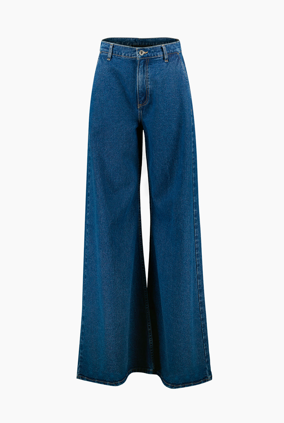 Jeans de pierna amplia de un boton frontal