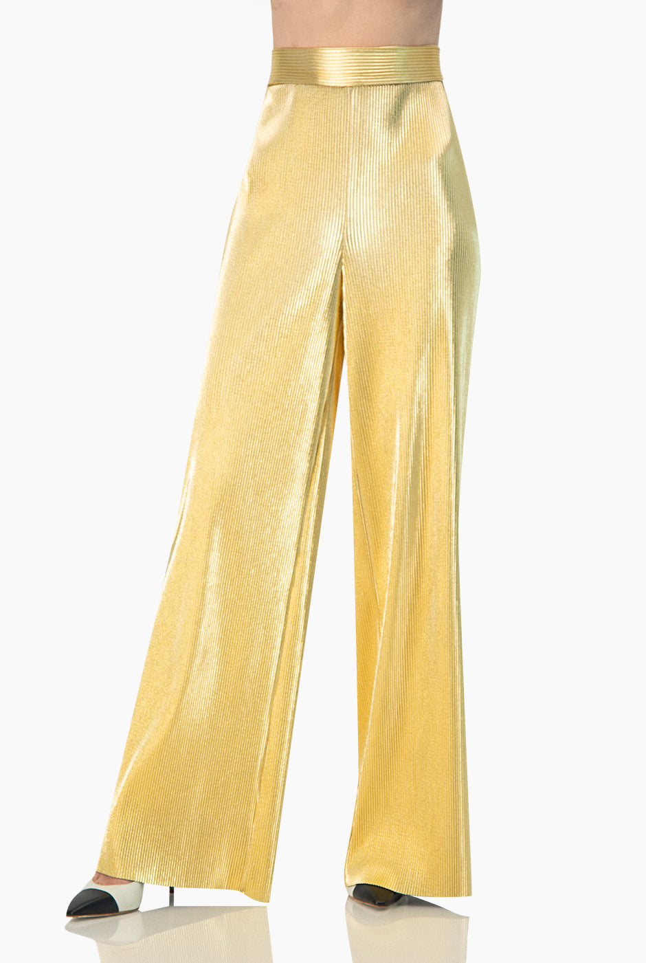 Pantalon amplio color dorado