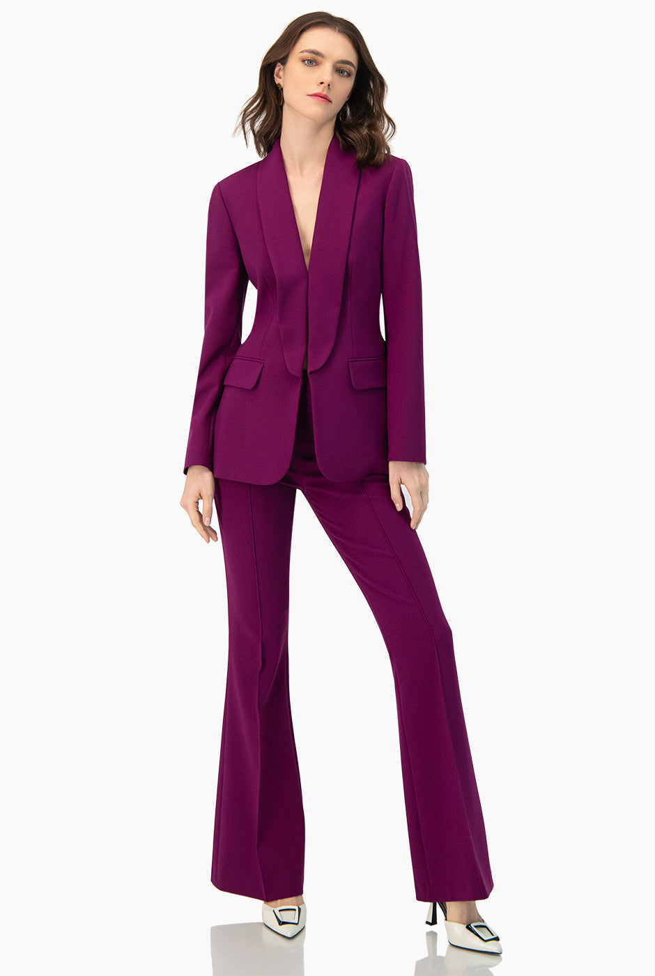 Pantalon liso acampanado morado