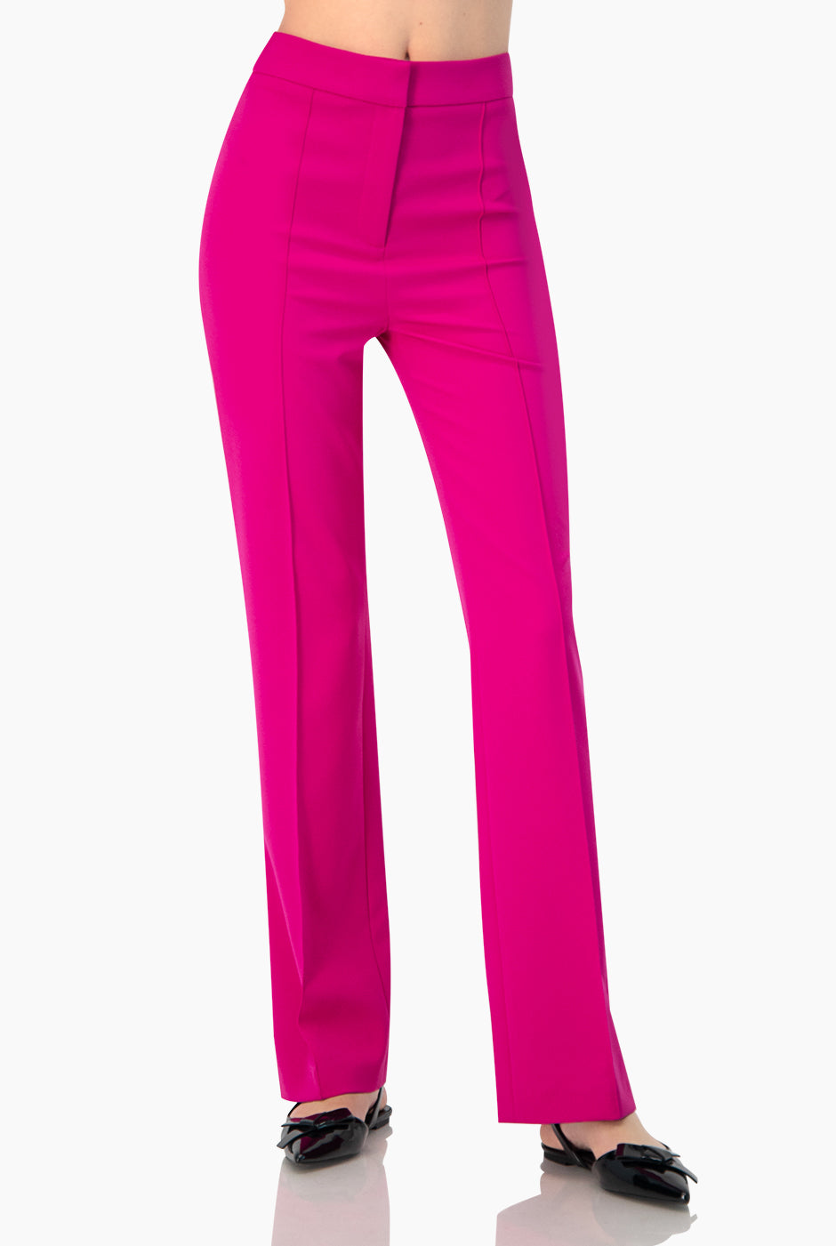 Pantalon recto liso fucsia