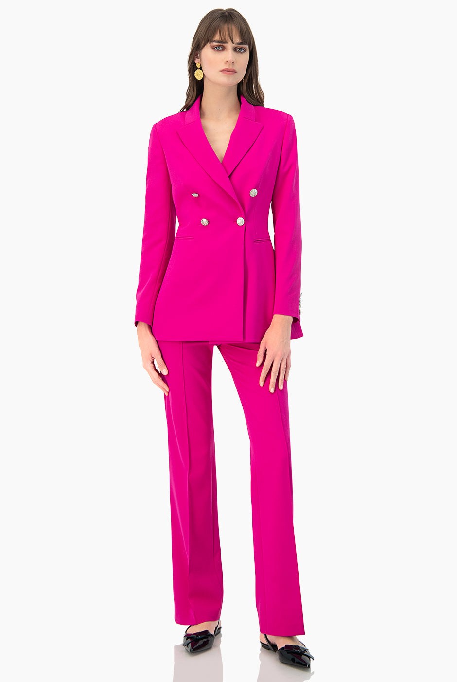 Pantalon recto liso fucsia