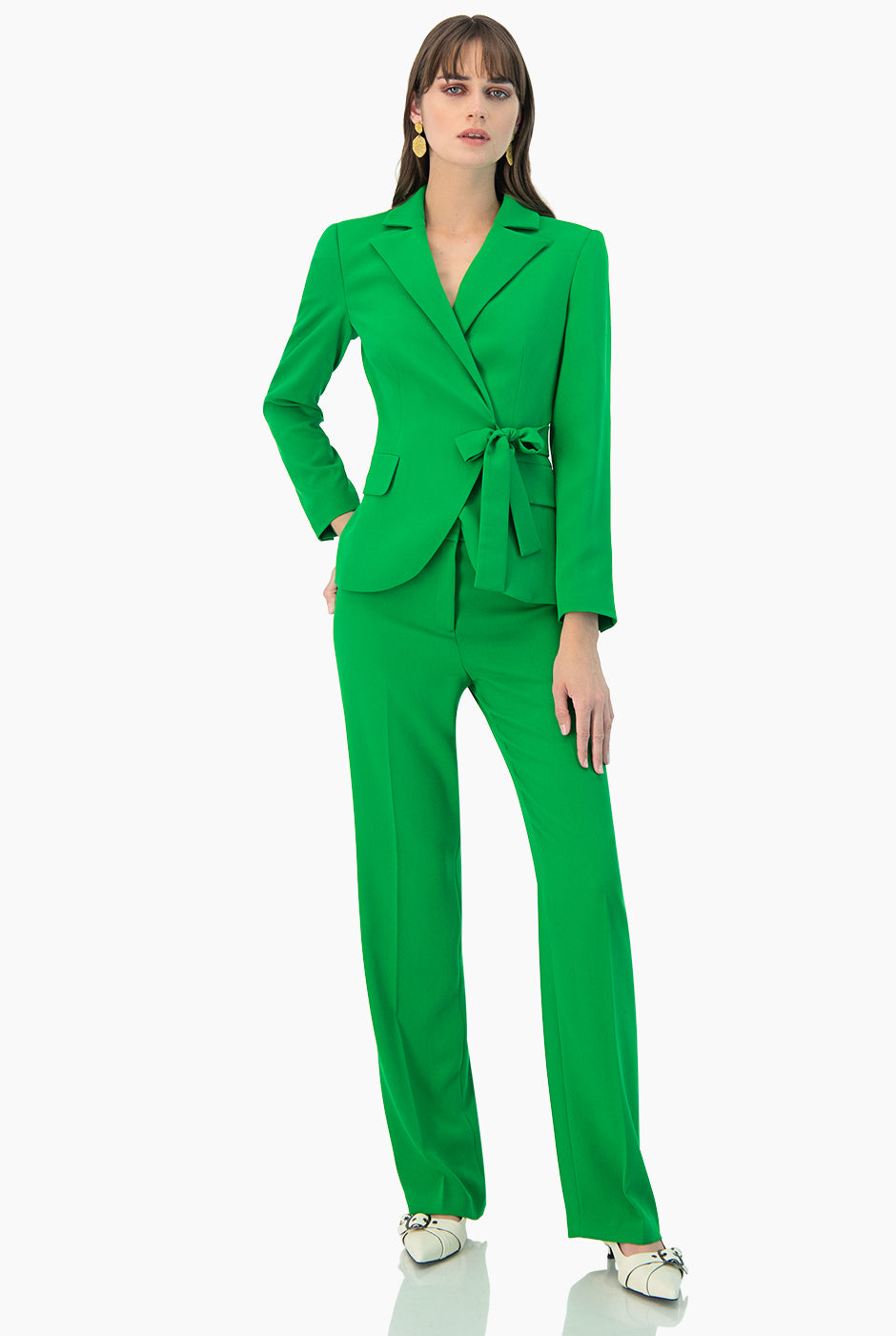 Pantalon recto verde sin bolsas