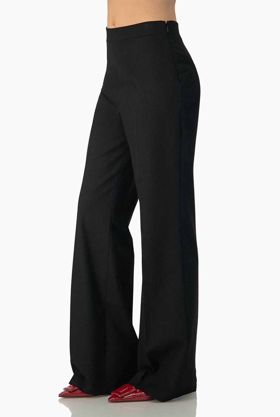 Pantalon liso negro con cierre