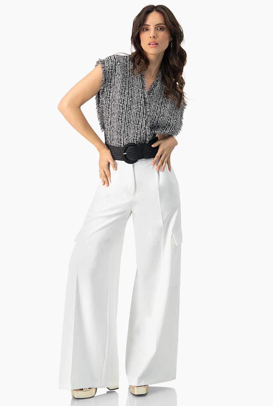 Pantalon cargo de pierna amplia