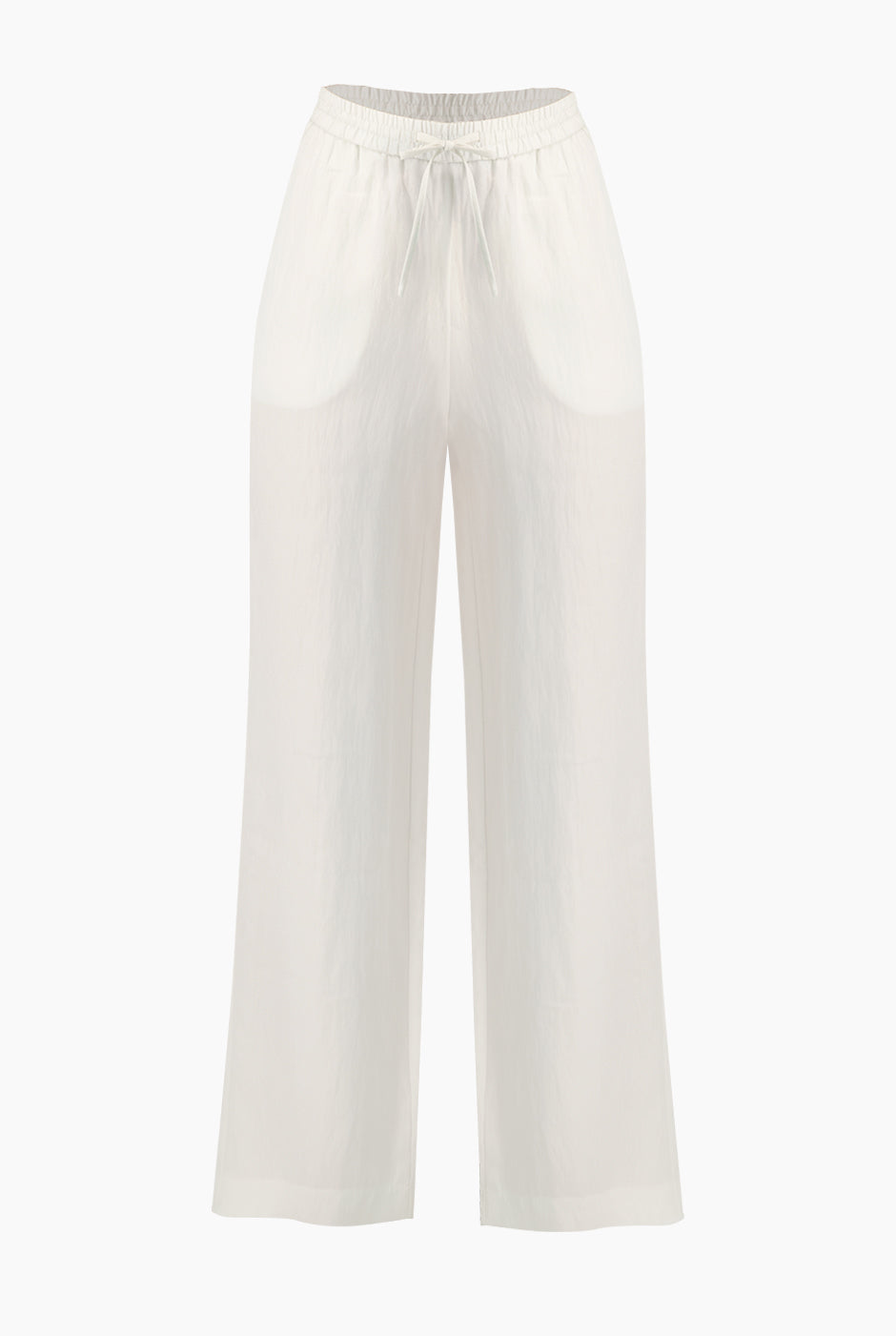 Pantalón cargo blanco con cintura elástica y bolsillos