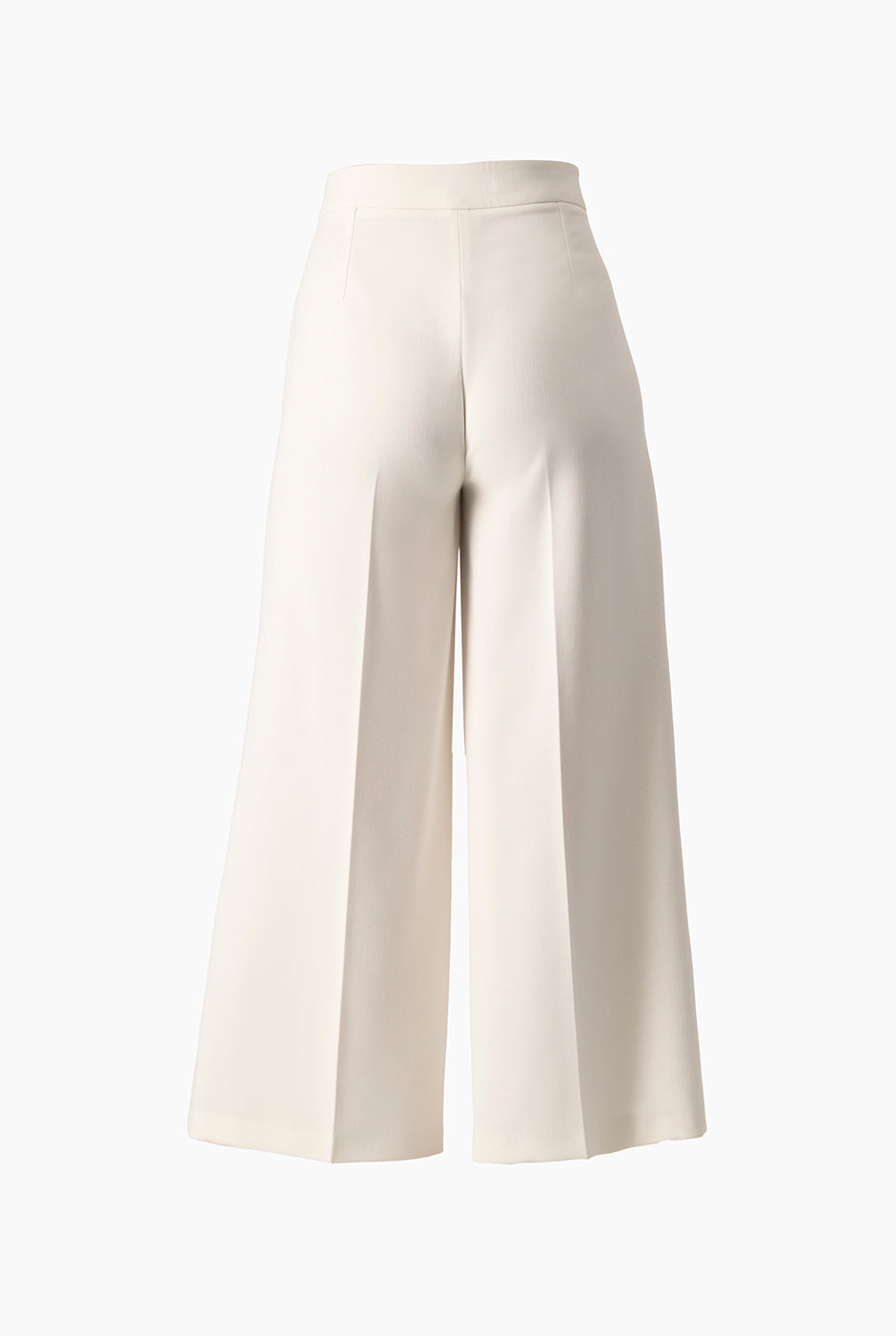 Pantalón capri recto en tono natural con pliegues y cierre