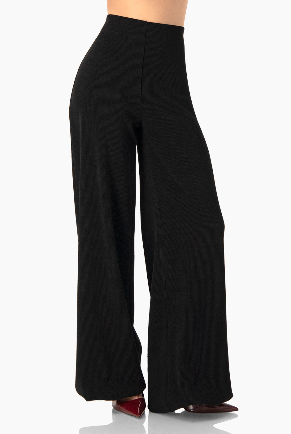 Pantalón recto negro elegante sin bolsas