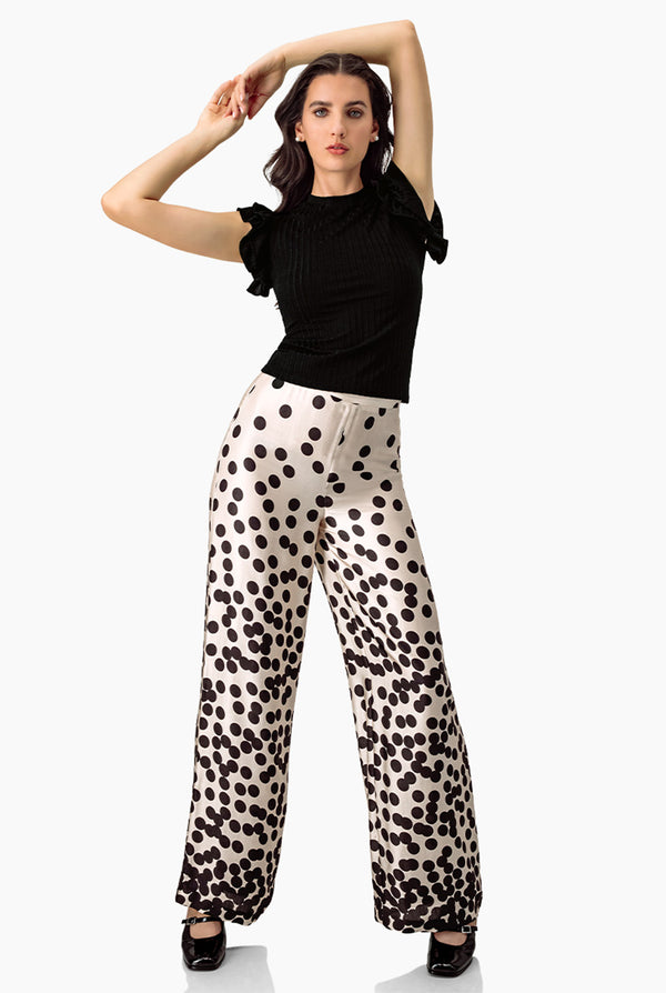 Pantalon amplio lunares