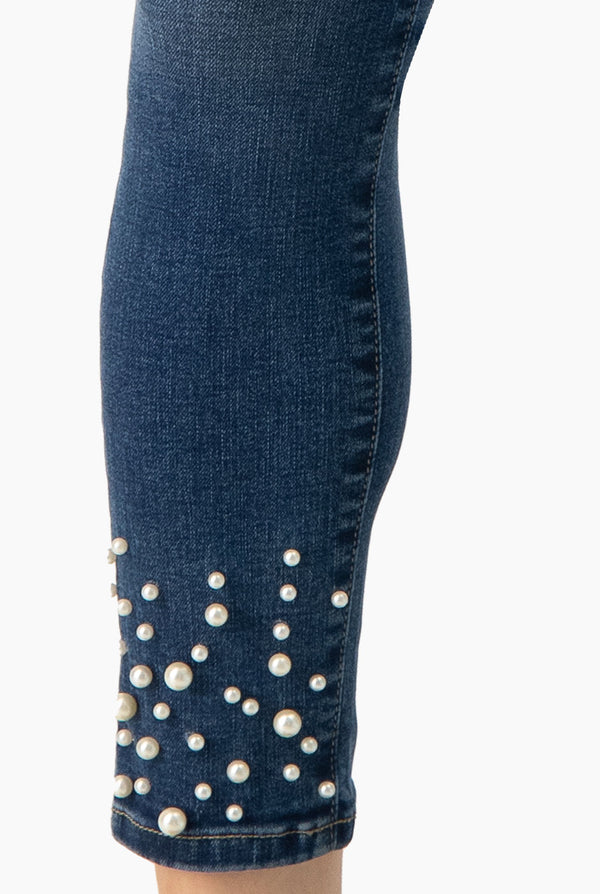Jeans skinny con perlas