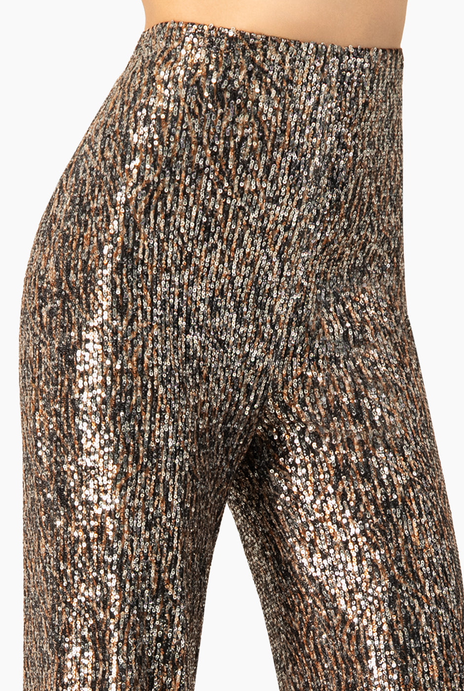 Pantalón acampanado de lentejuelas multicolor Ivonne