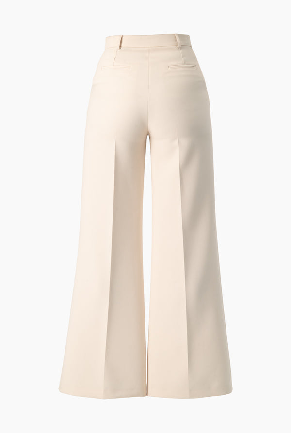 Pantalon liso pierna amplia marfil