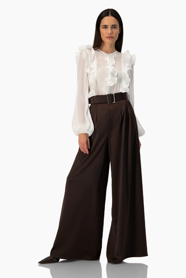 Pantalon amplio cafe