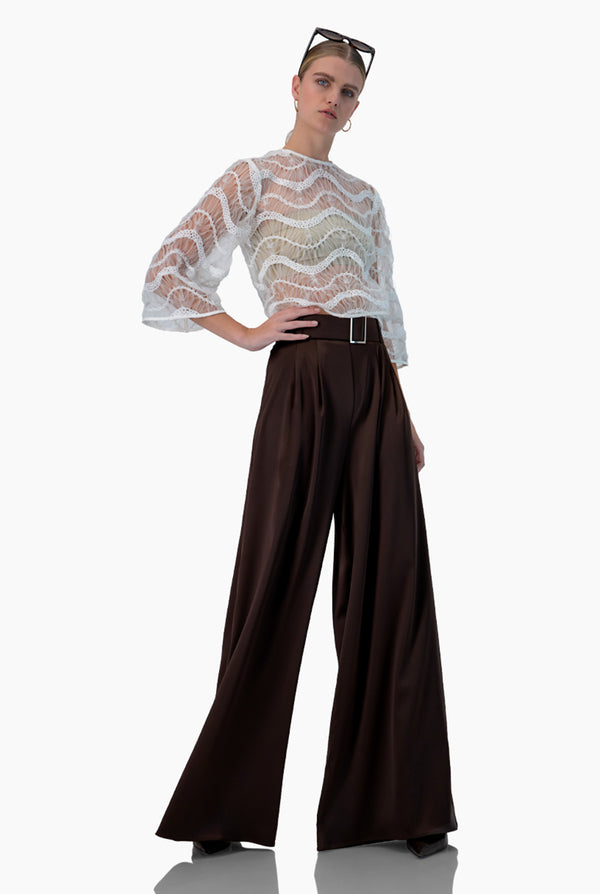 Pantalon amplio cafe