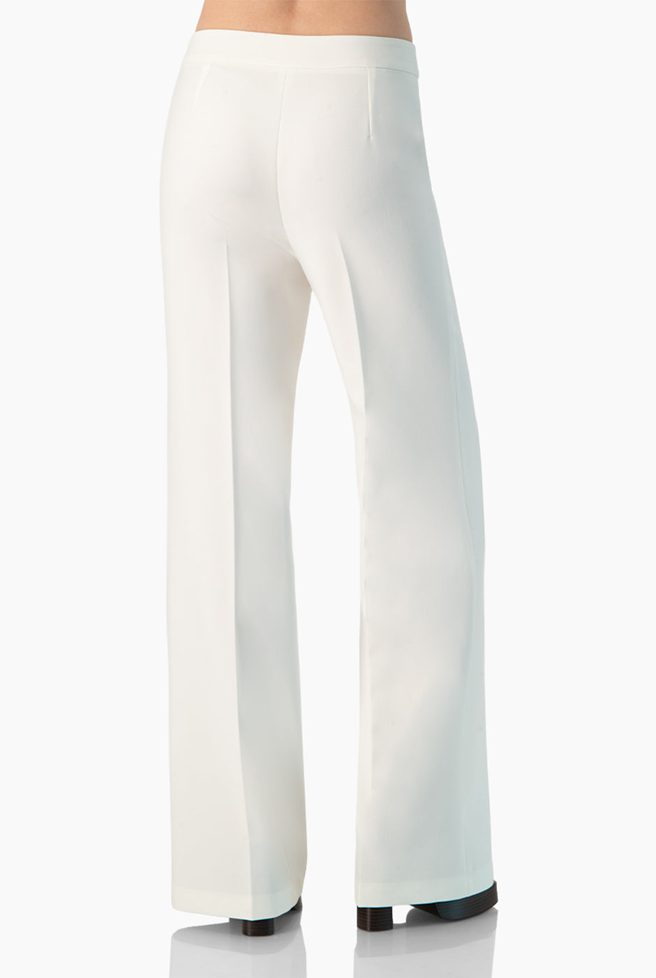 Pantalón recto blanco de pierna ancha sin bolsillos