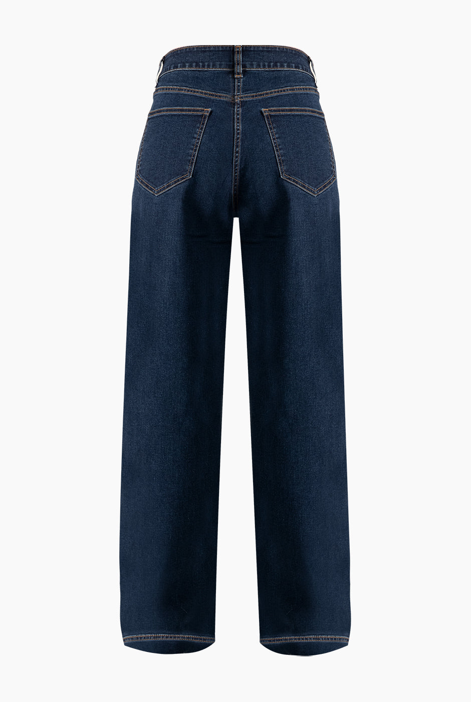 Jeans amplios azules con pedrería y bolsillos de parche