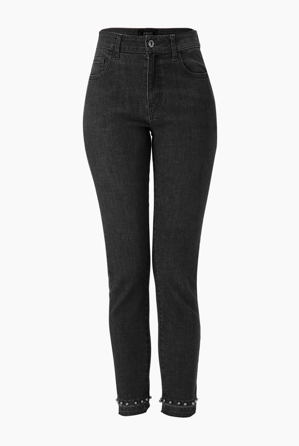 Jeans skinny negro con perlas