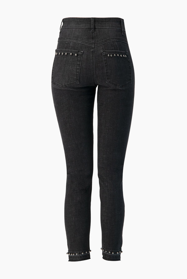 Jeans skinny negro con perlas