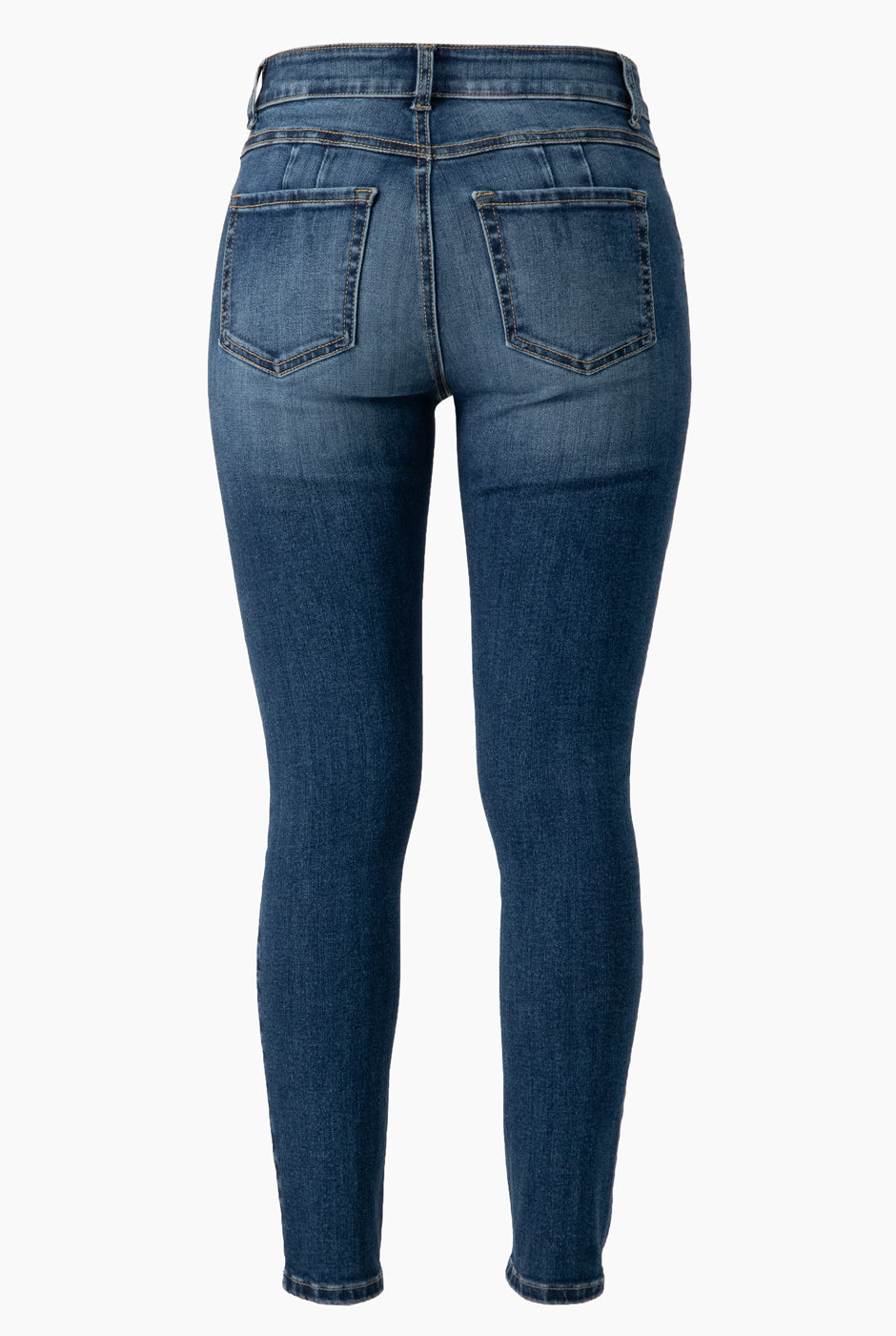 Jeans skinny deslavado azul claro con bolsillos y botón frontal