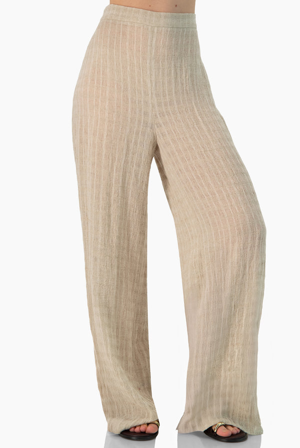 Pantalon pierna amplia color marfil