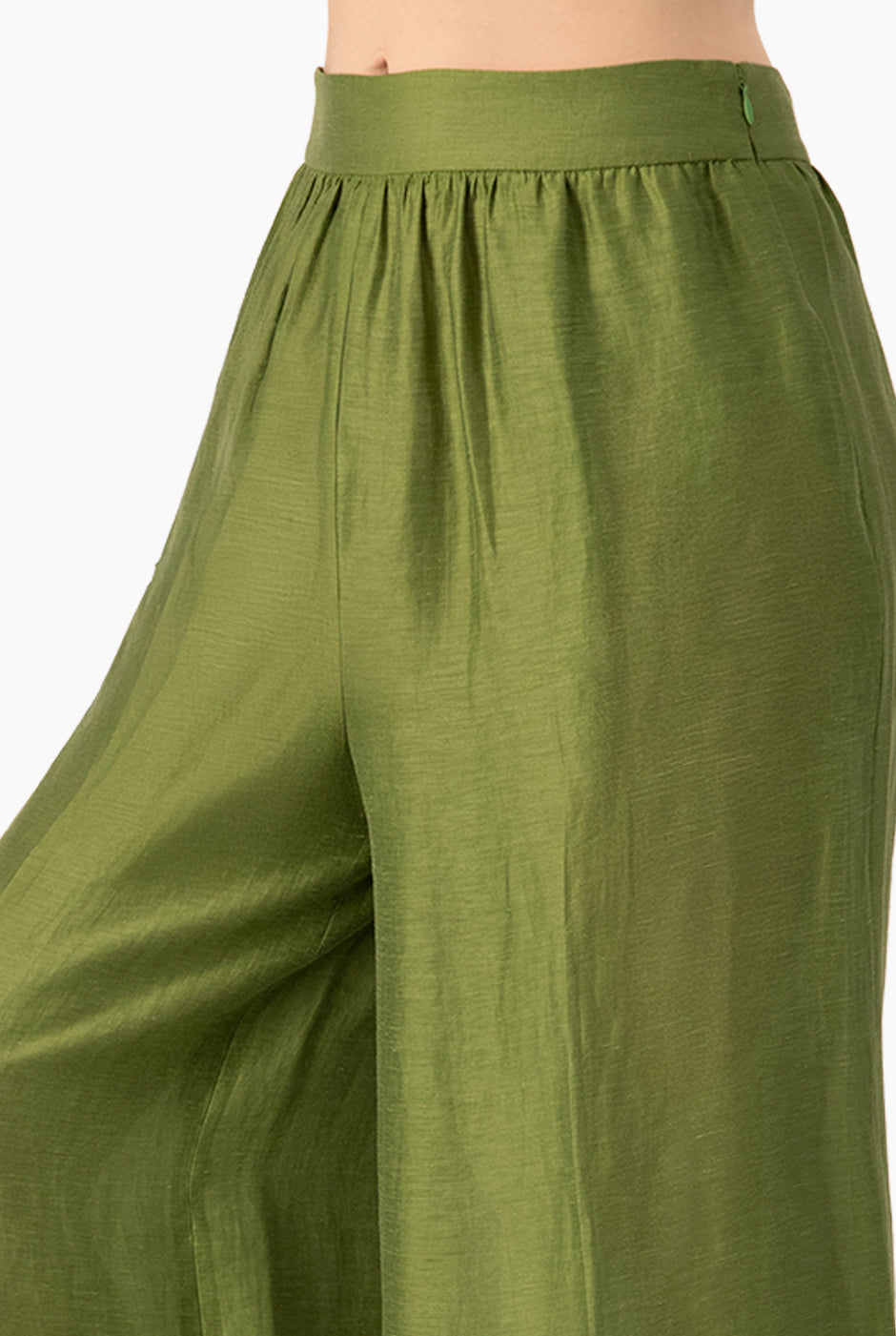 Pantalón verde maxi de pierna ancha con dobladillo amplio