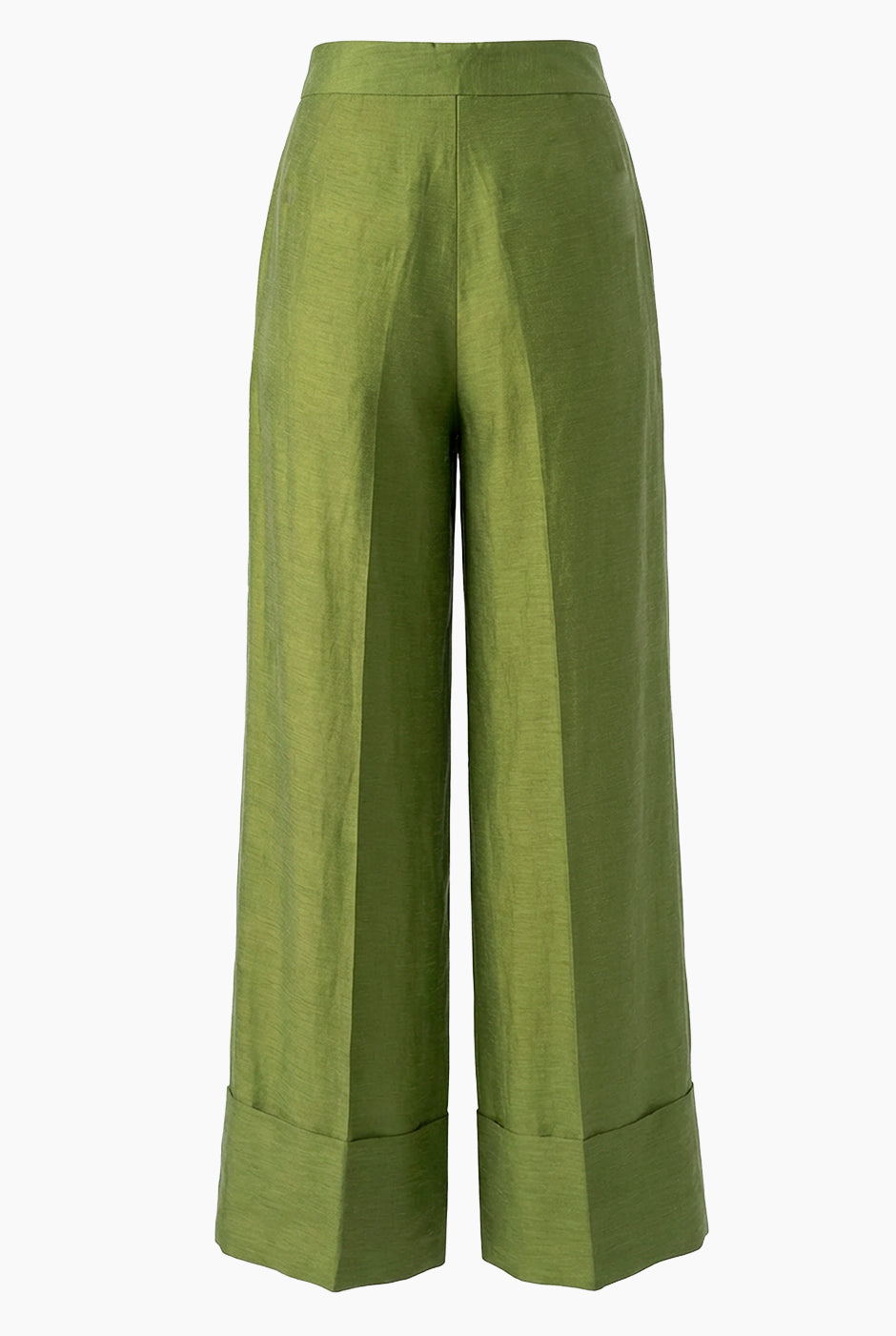 Pantalón verde maxi de pierna ancha con dobladillo amplio