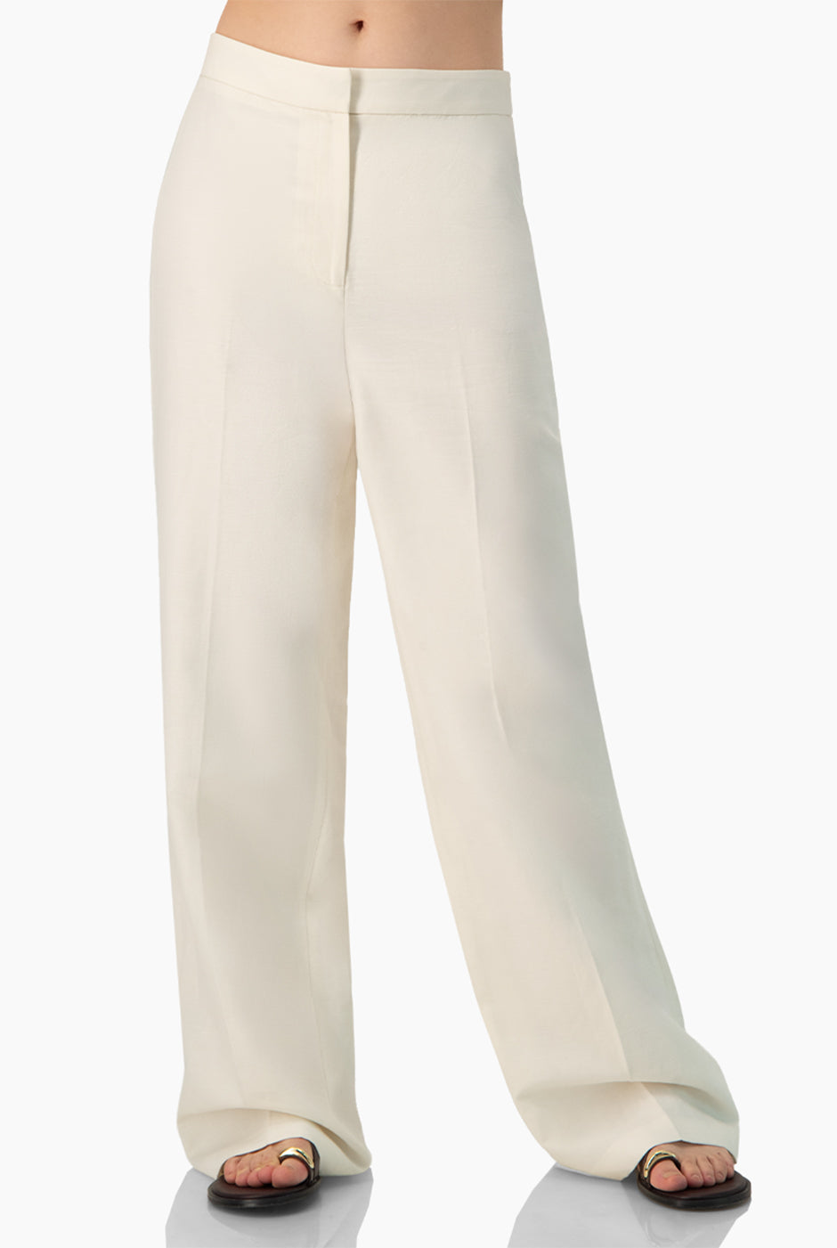Pantalón recto marfil sin bolsillos, estilo formal