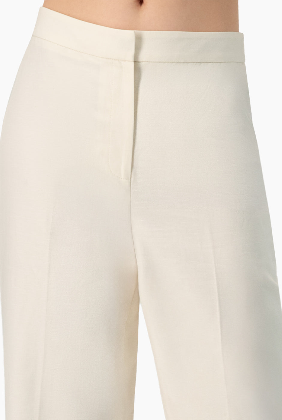 Pantalón recto marfil sin bolsillos, estilo formal