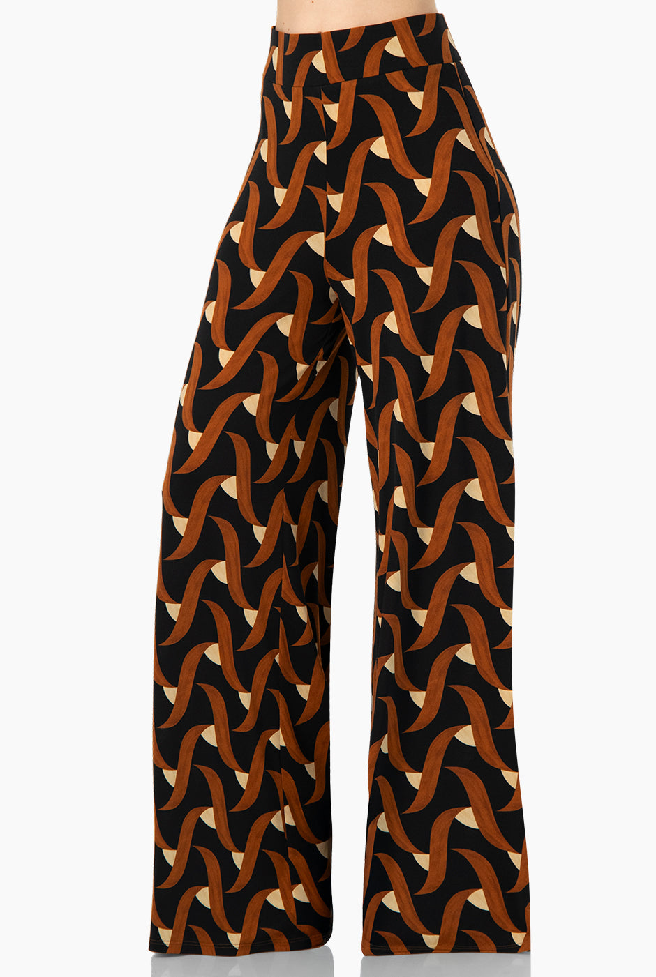 Pantalón amplio multicolor con estampado geométrico