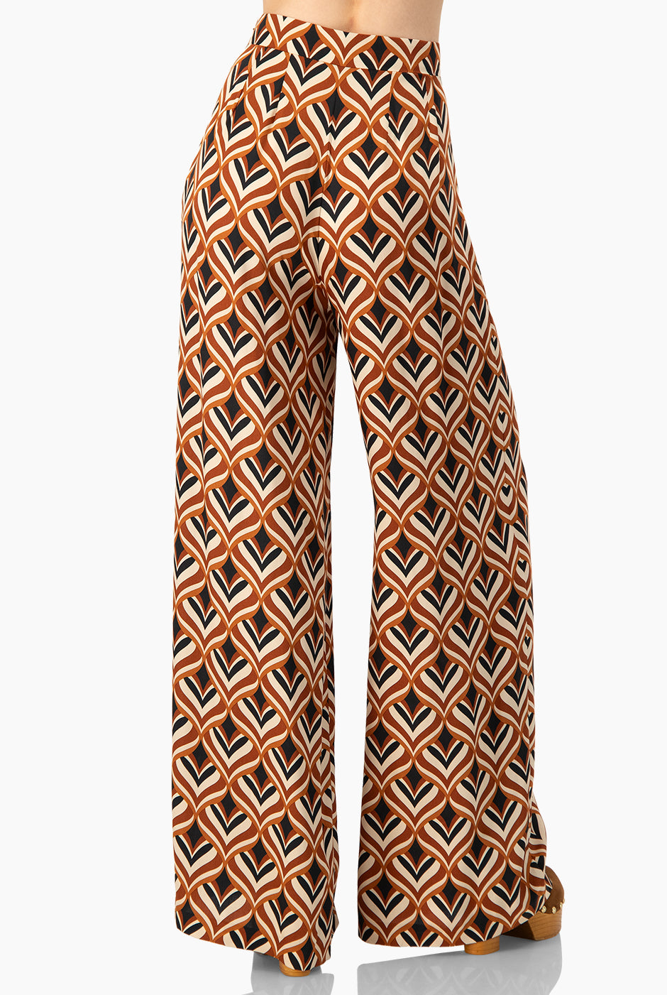 Pantalón estampado multicolor con cierre lateral y pinzas traseras
