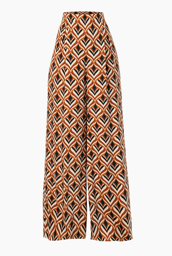 Pantalon estampado amplio y cierre
