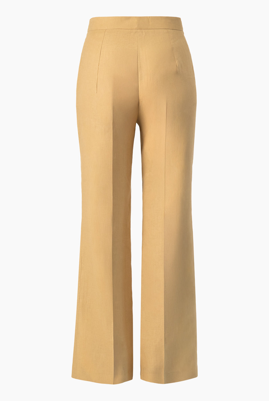 Pantalón beige recto de lino sin bolsillos