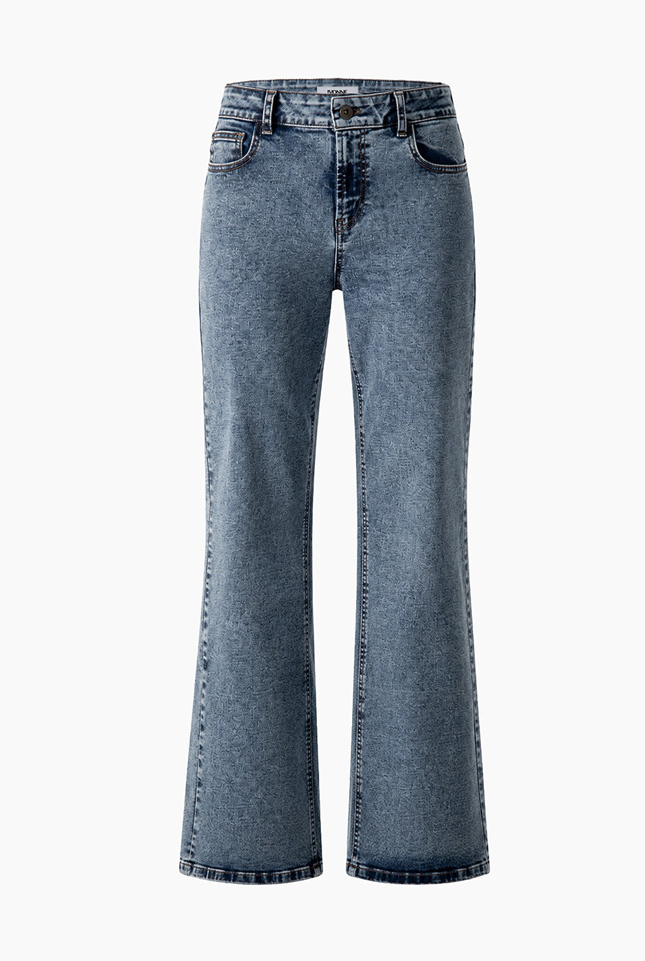 Jeans denim semi campana azul claro con bolsillos traseros