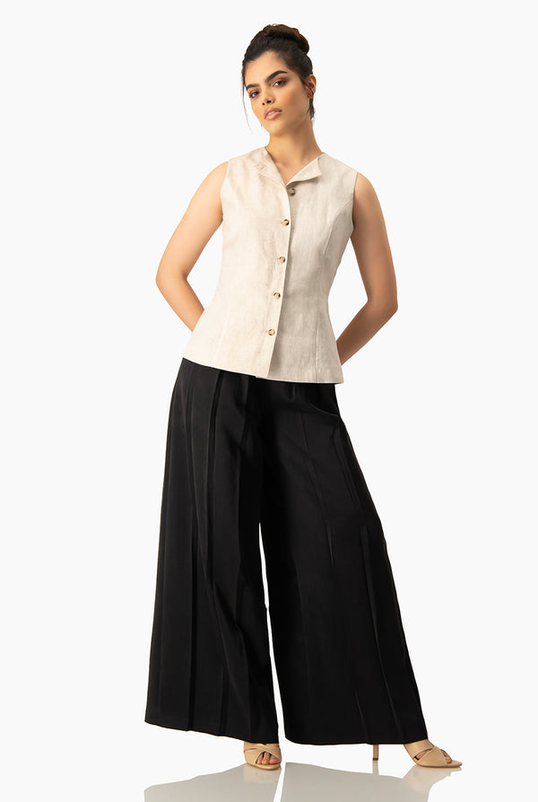 Pantalon pierna ancha con pinzas