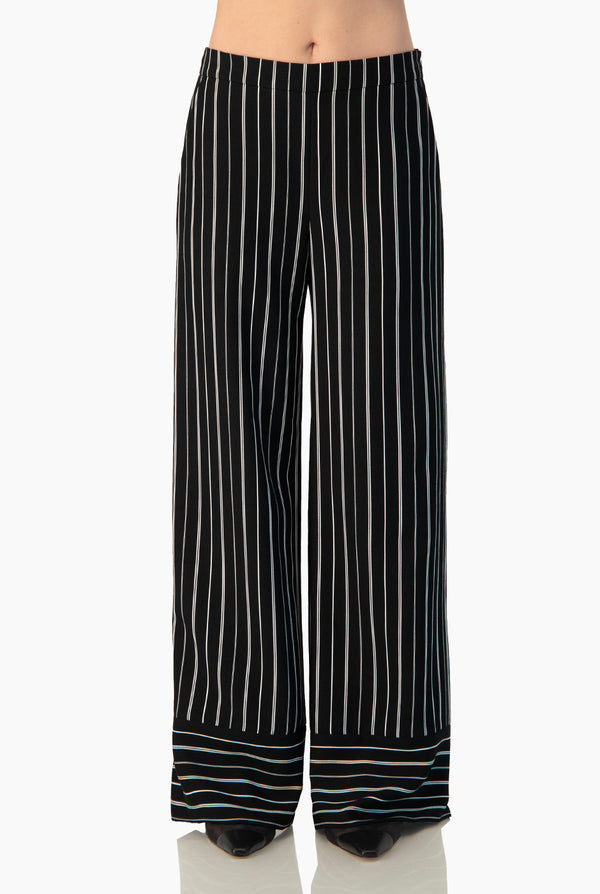 Pantalon a rayas pierna amplia