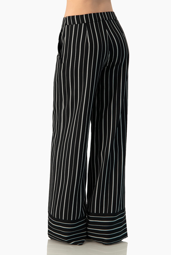 Pantalon a rayas pierna amplia