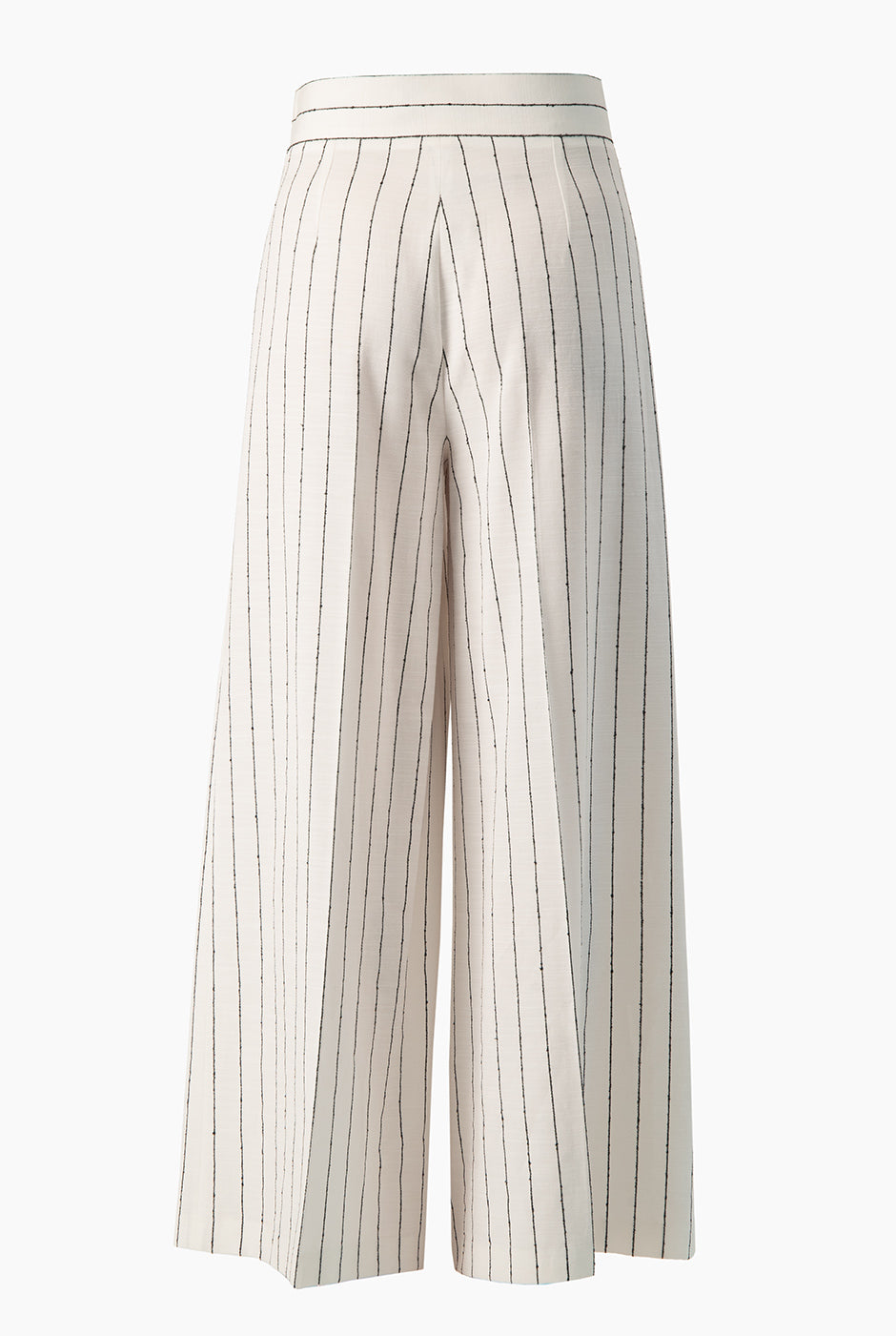 Pantalón culotte blanco con rayas verticales