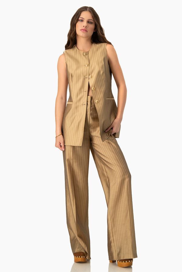Pantalon rayado de pierna ancha