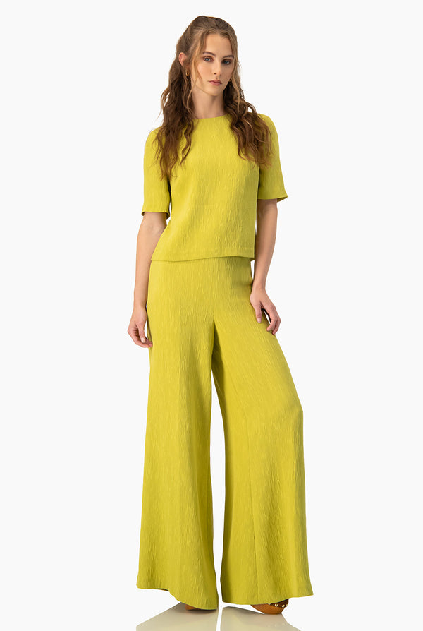 Pantalon amplio verde con pinzas