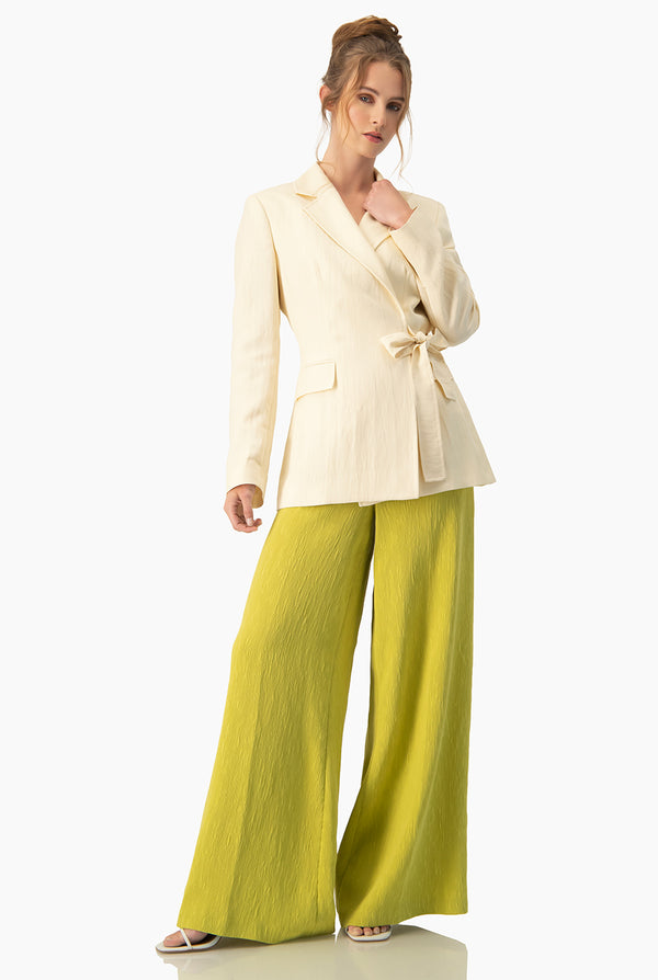 Pantalon amplio verde con pinzas