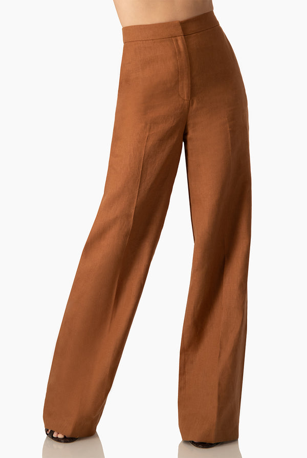 Pantalon recto amplio cafe