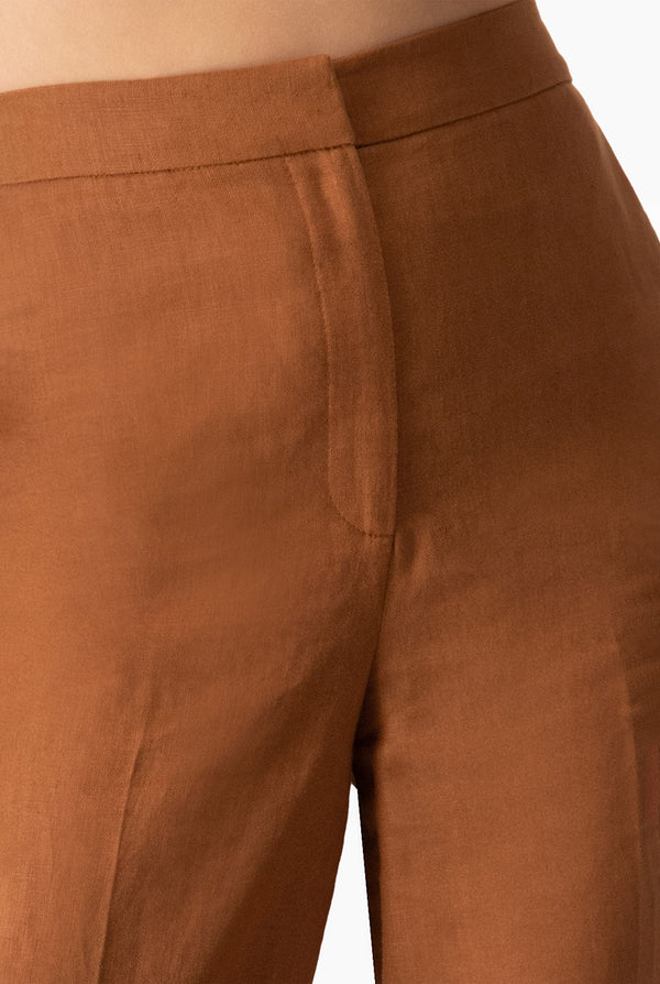 Pantalon recto amplio cafe