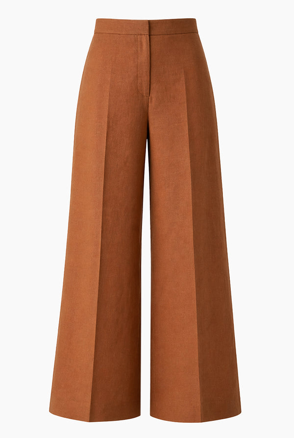 Pantalon recto amplio cafe
