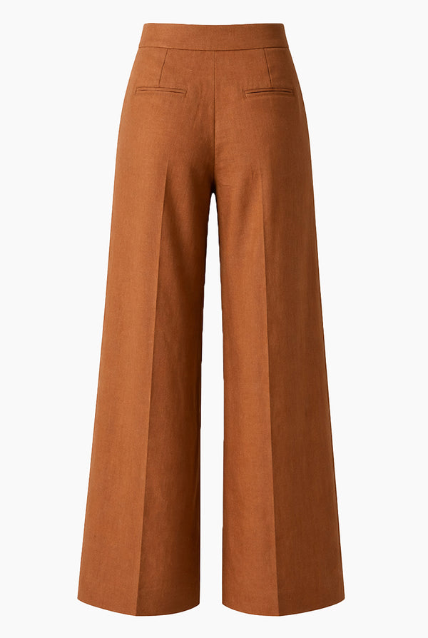 Pantalon recto amplio cafe