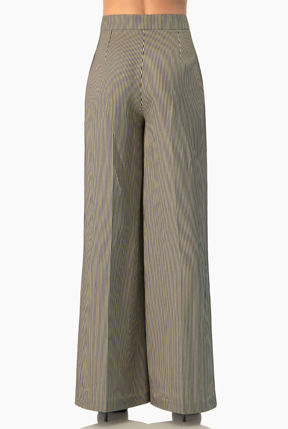 Pantalón Ivonne negro con estampado de rayas y bolsillos laterales