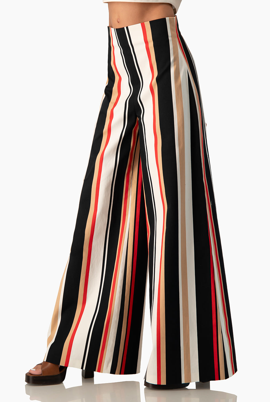Pantalón Ivonne multicolor con pinzas y rayas verticales