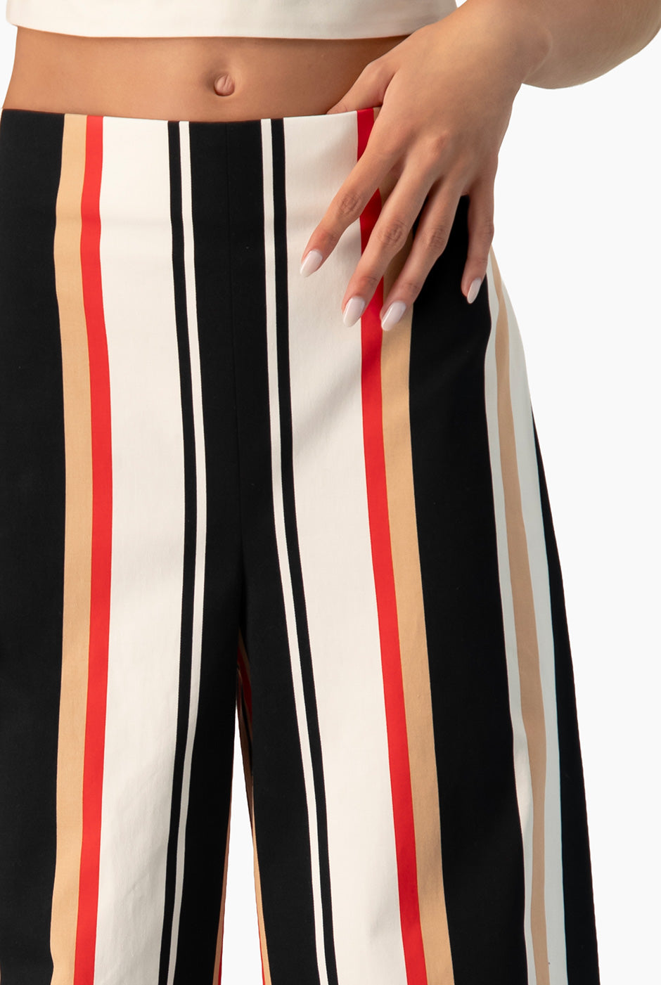 Pantalón Ivonne multicolor con pinzas y rayas verticales